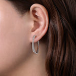 925 Sterling Silver White Sapphire Twisted Bujukan 30mm Classic Hoop Earrings - EG14446SVJWS-Gabriel & Co.-Renee Taylor Gallery
