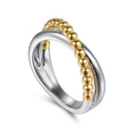 925 Sterling Silver and 14K Yellow Gold Bujukan Criss Cross Ring - LR52766MZJJJ-Gabriel & Co.-Renee Taylor Gallery