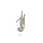 925 Sterling Silver and 14K Yellow Gold Bujukan Criss Cross Spiked J Hoop Earrings - EG15290MZJJJ-Gabriel & Co.-Renee Taylor Gallery