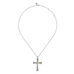 925 Sterling Silver and 14K Yellow Gold Bujukan Cross Pendant Necklace - NK7778MZJJJ-Gabriel & Co.-Renee Taylor Gallery
