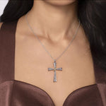 925 Sterling Silver and 14K Yellow Gold Bujukan Cross Pendant Necklace - NK7778MZJJJ-Gabriel & Co.-Renee Taylor Gallery