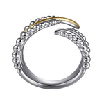 925 Sterling Silver and 14K Yellow Gold Bujukan Multiple Row Bypass Ring - LR52763MZJJJ-Gabriel & Co.-Renee Taylor Gallery