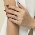 925 Sterling Silver and 14K Yellow Gold Bujukan Multiple Row Bypass Ring - LR52763MZJJJ-Gabriel & Co.-Renee Taylor Gallery