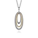 925 Sterling Silver and 14K Yellow Gold Bujukan Rope Circle Pendant Necklace - NK7786MZJJJ-Gabriel & Co.-Renee Taylor Gallery