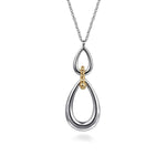 925 Sterling Silver and 14K Yellow Gold Bujukan Teardrop Necklace - NK7777-20MZJJJ-Gabriel & Co.-Renee Taylor Gallery