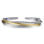 925 Sterling Silver and 14K Yellow Gold Bujukan Twisted Bangle Bracelet - BG5043-62MZJJJ-Gabriel & Co.-Renee Taylor Gallery