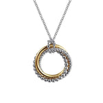 925 Sterling Silver and 14K Yellow Gold Bujukan Twisted Rope Multi Circle Pendant Necklace - NK7860MZJJJ-Gabriel & Co.-Renee Taylor Gallery