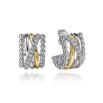 925 Sterling Silver and 14K Yellow Gold Bujukan White Sapphire Criss Cross J Hook Earrings - EG15288MZJWS-Gabriel & Co.-Renee Taylor Gallery