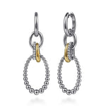 925 Sterling Silver and 14K Yellow Gold Bujukan White Sapphire Link Drop Earrings - EG15299MZJWS-Gabriel & Co.-Renee Taylor Gallery