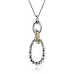 925 Sterling Silver and 14K Yellow Gold Bujukan White Sapphire Link Pendant Necklace - NK7780-20MZJWS-Gabriel & Co.-Renee Taylor Gallery
