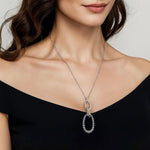 925 Sterling Silver and 14K Yellow Gold Bujukan White Sapphire Link Pendant Necklace - NK7780-20MZJWS-Gabriel & Co.-Renee Taylor Gallery