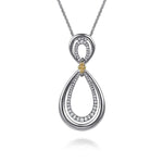 925 Sterling Silver and 14K Yellow Gold Bujukan White Sapphire Teardrop Necklace - NK7781-20MZJWS-Gabriel & Co.-Renee Taylor Gallery