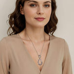 925 Sterling Silver and 14K Yellow Gold Bujukan White Sapphire Teardrop Necklace - NK7781-20MZJWS-Gabriel & Co.-Renee Taylor Gallery