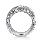 925 Sterling Silver and 14K Yellow Gold Bujukan White Sapphire Wide Band Ring - LR52755MZJWS-Gabriel & Co.-Renee Taylor Gallery