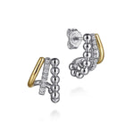 925 Sterling Silver and 14K Yellow Gold Bujukan and White Sapphire Multiple Row J Hoop Earrings - EG15293MZJWS-Gabriel & Co.-Renee Taylor Gallery