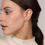 925 Sterling Silver and 14K Yellow Gold Bujukan and White Sapphire Multiple Row J Hoop Earrings - EG15293MZJWS-Gabriel & Co.-Renee Taylor Gallery