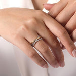 925 Sterling Silver and 14K Yellow Gold Criss Cross Ring - LR52135MZJJJ-Gabriel & Co.-Renee Taylor Gallery
