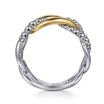 925 Sterling Silver and 14K Yellow Gold Link Ring - LR52136MZJJJ-Gabriel & Co.-Renee Taylor Gallery