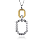 925 Sterling Silver and 14K Yellow Gold Octagon Bujukan Drop Pendant Necklace - NK7785MZJJJ-Gabriel & Co.-Renee Taylor Gallery