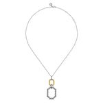 925 Sterling Silver and 14K Yellow Gold Octagon Bujukan Drop Pendant Necklace - NK7785MZJJJ-Gabriel & Co.-Renee Taylor Gallery