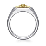 925 Sterling Silver and 14K Yellow Gold Starburst Men's Signet Ring - MR20153MZ5OX-Gabriel & Co.-Renee Taylor Gallery