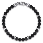 925 Sterling Silver and 6mm Black Titanium Bead Men's Bracelet - TBM2194TISVJJJ-Gabriel & Co.-Renee Taylor Gallery