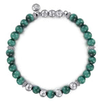 925 Sterling Silver and 6mm Malachite Beaded Bracelet - TBM4531SVJMA-Gabriel & Co.-Renee Taylor Gallery