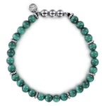 925 Sterling Silver and 6mm Malachite Beaded Bracelet - TBM4533SVJMA-Gabriel & Co.-Renee Taylor Gallery