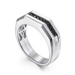 925 Sterling Silver and Black Spinel Men's Band - MR52083SVJBS-Gabriel & Co.-Renee Taylor Gallery