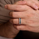 925 Sterling Silver and Black Spinel Men's Band - MR52083SVJBS-Gabriel & Co.-Renee Taylor Gallery