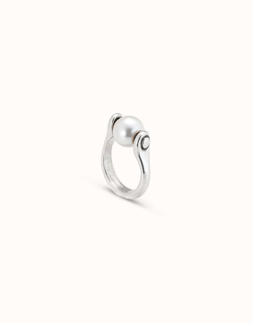 Sterling Silver-Plated Ring with Pearl - ANI0662BPLMTL-Uno de 50-Renee Taylor Gallery