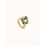 Triangular 18k gold-plated ring with multicolored crystal - ANI0833MCLORO-UNO de 50-Renee Taylor Gallery