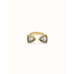 Triangular 18k gold-plated ring with two multicolored crystals - ANI0834MCLORO-UNO de 50-Renee Taylor Gallery
