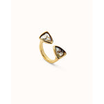 Triangular 18k gold-plated ring with two multicolored crystals - ANI0834MCLORO-UNO de 50-Renee Taylor Gallery