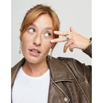 Sterling silver-plated ring with two green crystals - ANI0834VRDMTL-UNO de 50-Renee Taylor Gallery
