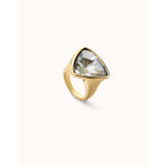 Large triangular 18k gold-plated ring with multicolored crystal - ANI0838MCLORO-UNO de 50-Renee Taylor Gallery