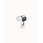 Sterling silver-plated ring with black crystal - ANI0841NGRMTL-UNO de 50-Renee Taylor Gallery