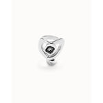 Sterling Silver Plated Ring with Large Heart and Central Black Crystal - ANI0842NGRMTL-UNO de 50-Renee Taylor Gallery