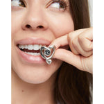 Sterling Silver Plated Ring with Large Heart and Central Black Crystal - ANI0842NGRMTL-UNO de 50-Renee Taylor Gallery
