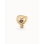 18K Gold Plated Ring with Large Heart and Central Black Crystal - ANI0842NGRORO-UNO de 50-Renee Taylor Gallery