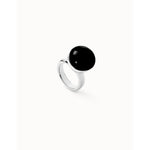 Sterling silver-plated ring with black Murano glass - ANI0845NGRMTL-UNO de 50-Renee Taylor Gallery