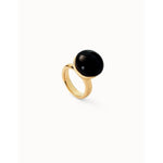 Ring with black murano glass - ANI0845NGRORO-UNO de 50-Renee Taylor Gallery