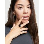 Ring with black murano glass - ANI0845NGRORO-UNO de 50-Renee Taylor Gallery