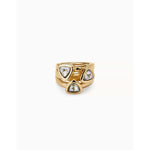 18k gold plated ring with three triangular shaped multicolor crystals - ANI0849MCLORO-UNO de 50-Renee Taylor Gallery