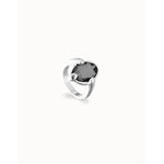 Ser Deslumbrante Oval Faceted Black Crystal Silver Plated Ring - ANI0850NGRMTL-UNO de 50-Renee Taylor Gallery