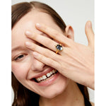 Ser Deslumbrante Oval Faceted Black Crystal Gold Plated Ring - ANI0850NGRORO-UNO de 50-Renee Taylor Gallery