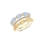 "Azure" Gold, Diamonds and Aquamarine Triple-Band Ring - AS25-597-Nanis-Renee Taylor Gallery