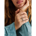"Azure" Gold, Diamonds and Aquamarine Triple-Band Ring - AS25-597-Nanis-Renee Taylor Gallery