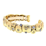 Orchard Cuff Bracelet with Fire Mix Sapphires in 18K Yellow Gold - B-38-BLUE MIX-Alex Sepkus-Renee Taylor Gallery