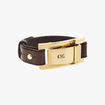 Sacred Bracelet - Gold Plated, Brown Leather - B0107 ORM-CXC-Renee Taylor Gallery